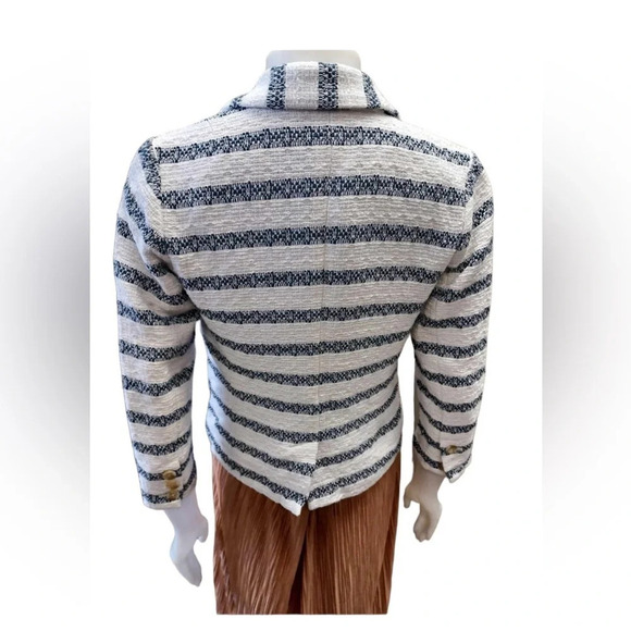 Lucky Brand Blaine Navy  White Striped Lined Blazer Size Medium - Picture 4 of 12